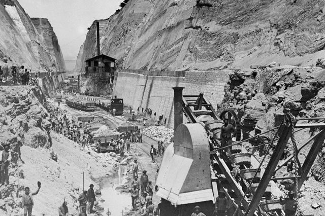 Corinth Canal - Early construction - Late 19th Century